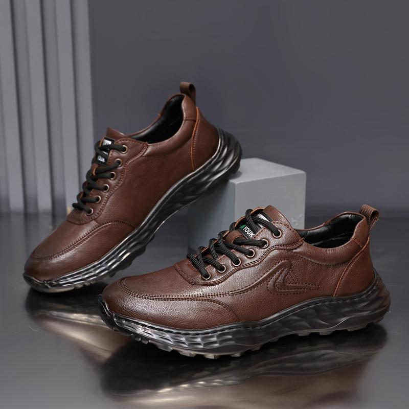 Fashion Golden Sapling Men's Outdoor Sports Loafers Winter Fashion Leather Casual Shoes Male Soft Comfortable Platform Flats Footwear