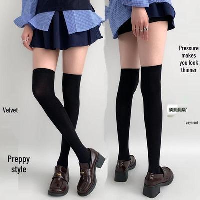 Japanese Summer Opaque Over-the-Knee Velvet Socks for Slim Calves