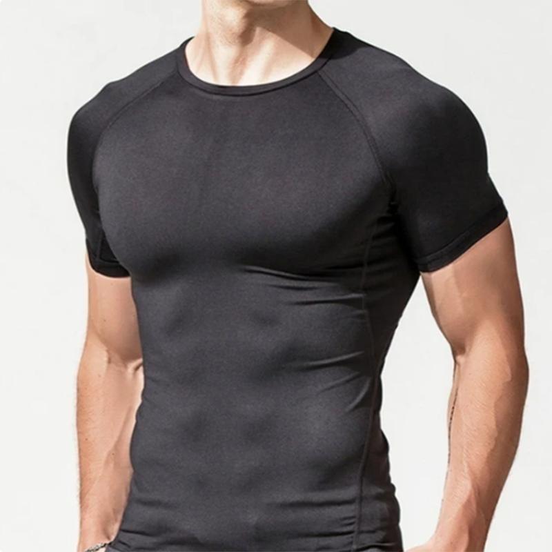 Men's Stretch Compression Tee Shirt Fitness Gym Sports Running T-Shirt Quick Dry Breathable Basketball Training Short Sleeve Top