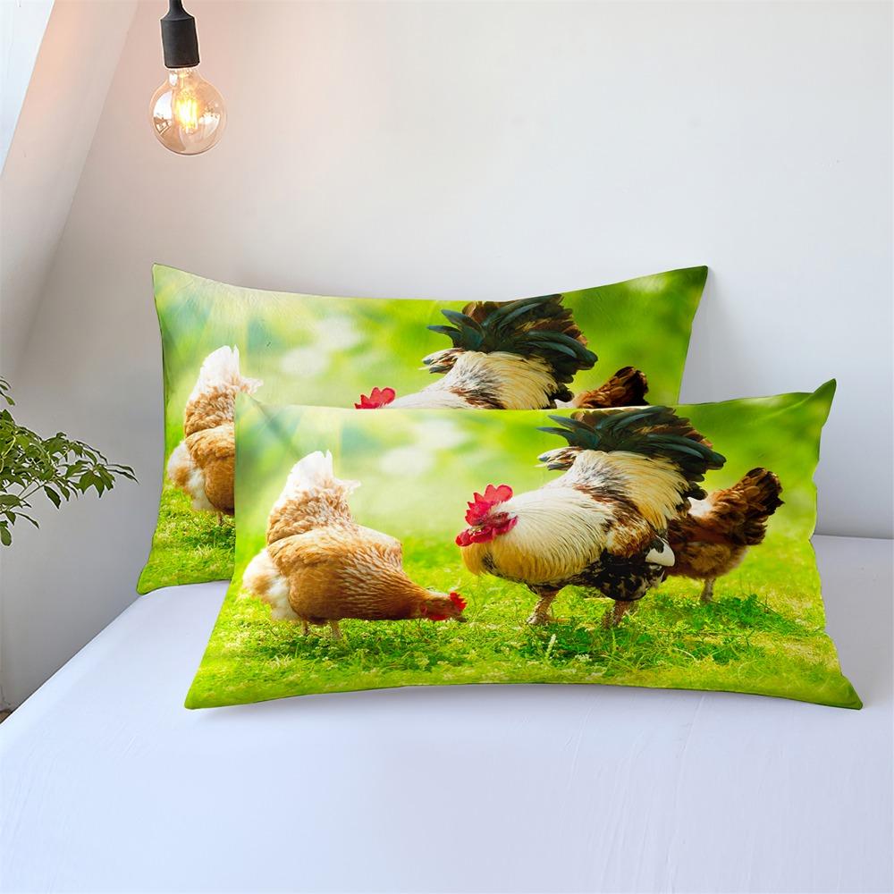 King Size Bedding Set For Adults,Duvet Cover,Print Cock,Hen, Sheep,Cow,hamster,Animal, Poultry,Double Bed Cover With Pillowcases