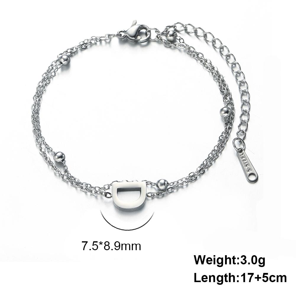 Dreamtimes 26 Alphabet Letter Charm Bracelet Silver Color Chain Initial Bracelets For Women Jewelry Adjustable Birthday Gift