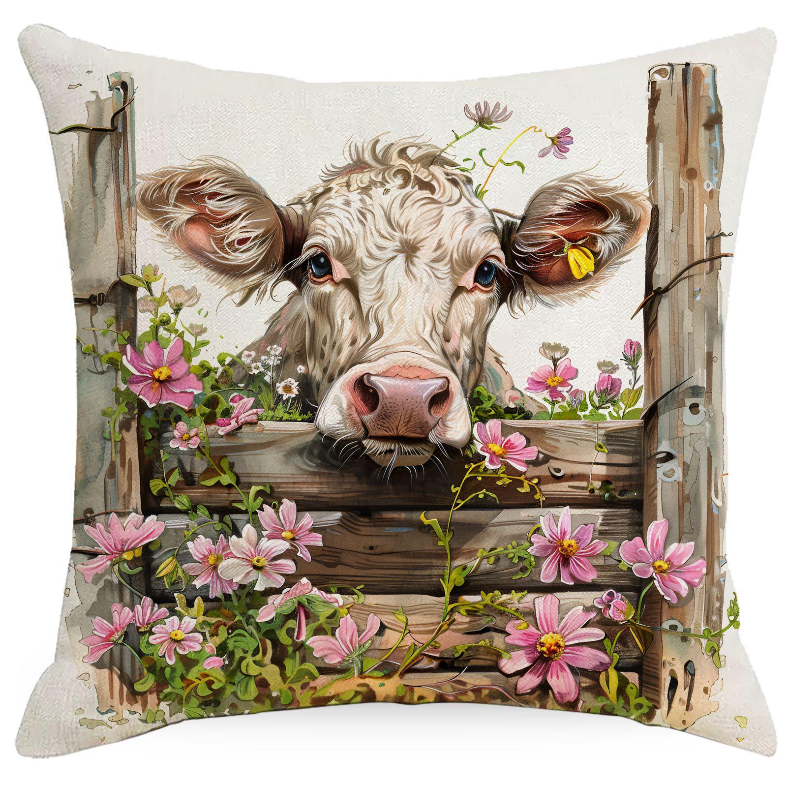 

Весна Ферма Животное Корова Кролик Собака Наволочка Домашнее Украшение Балкон Подушка Украшение Пасторальный 45 * 45Cm
