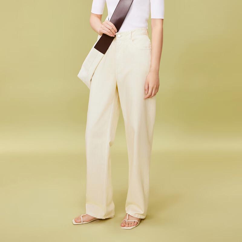 LESS Women's Lyocell Cotton Straight Wide-Leg Jeans