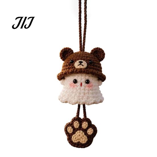 Hand Knitted Cartoon Animal Pendant Handmade Crochet Ghost Keychain, Cute Plush Charm for Bags Childlike Decorative Keys, Spooky Festive Ornament with