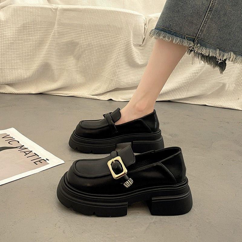 Woman Pumps Black with Medium Heels Round Toe Loafers Shoes for Women Platform Lastest Quick Delivery Footwear On Offer Y2k Shoe