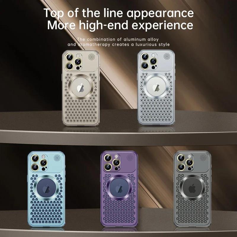 Heat Dissipation Metal Phone Case for IPhone 12 13 14 15 16 Pro Max Plus Hollow Magnetic Aluminum Cover for IPHON 16 Pro Promax