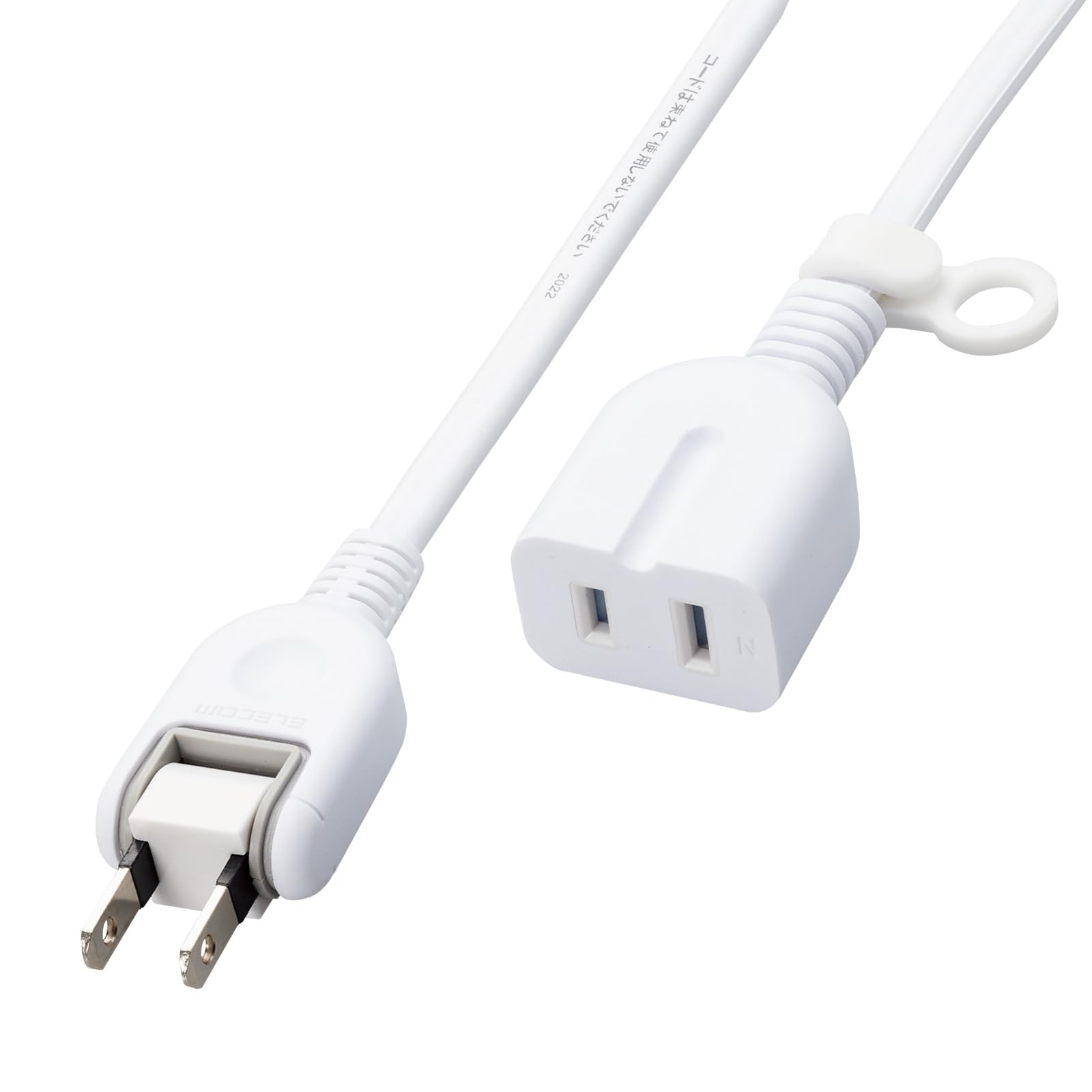 

ELECOM Power Strip Extension Cord 5m 1 Outlet with Dust Prevention Shutter Polarity Compatible Plug Connection Possible Swing Type Plug Thermosetting білий