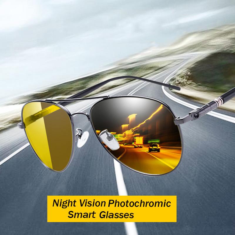 Men Women Photochromic Night Vision Polarizing Sun Glasses Pilot