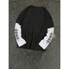 T-shirt Look 2-in-1 High Street Serie Nera, Contrasto Bianco e Nero Elementi Y2K, Manica Lunga per Coppia Stile Versatile
