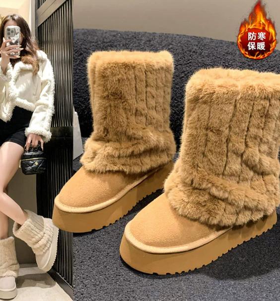 

Модные утепленные плюшевые полусапожки для женщин, теплые, с круглым носком, зимние, модные, повседневные сапоги для снега 40