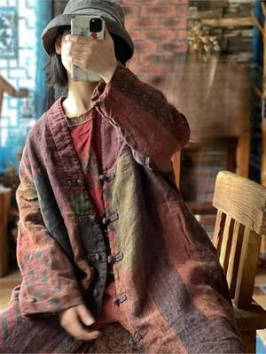 Women Patchwork Loose Long Coats