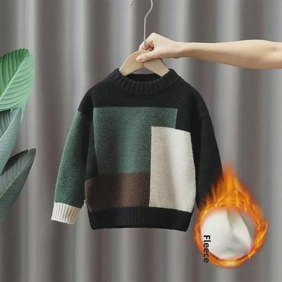 2024 Boys' Winter Plus Velvet Thick Sweater