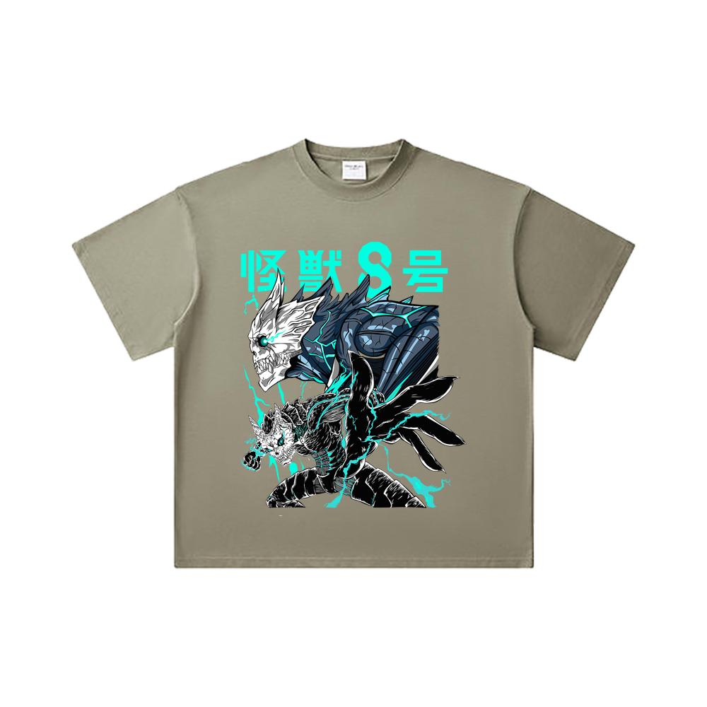 260 GSM Double Yarn 32 Count 100% Cotton Kaiju No 8 V4 Print Unisex Heavy Cotton T Shirt
