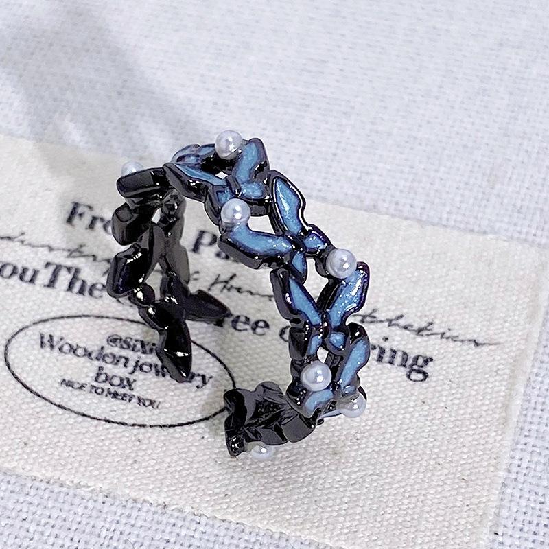 Exquisite Fairy Sweet Enamel Oil Butterfly Series Open Ring Stacked With Female French Light Luxury High-End Ring