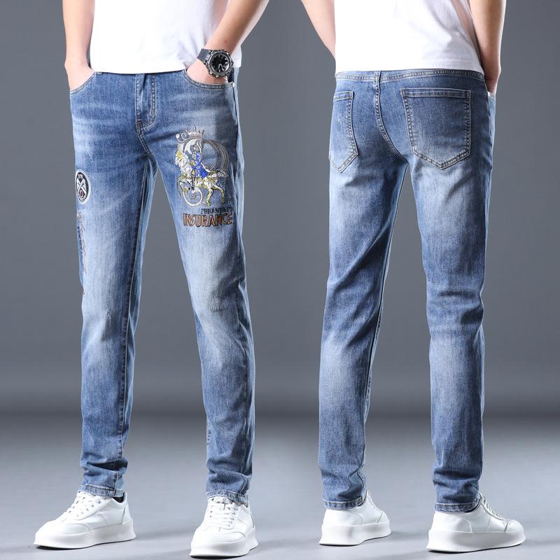 

Мужские узкие джинсы в европейском стиле с вышивкой 641 - Модная мужская одежда облегающего кроя 29