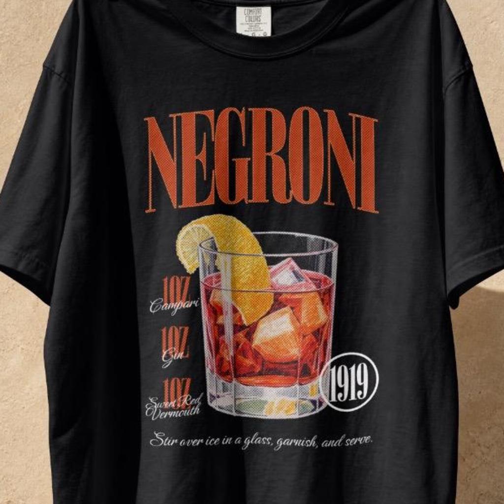 Negroni Cocktail Hemd und Kinder T-Shirt | Retro Grafik T-Shirt, Oversized Barkeeper Kleidung