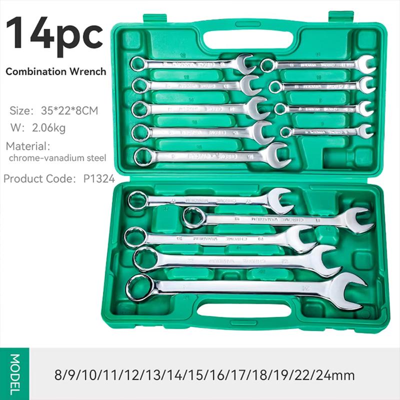 14 pcs Wrench Set Torque Gear Socket Nut Tool Set Key Hand Tool Kit Dual Wrench Cr-v Steel Repairing Hand Tools