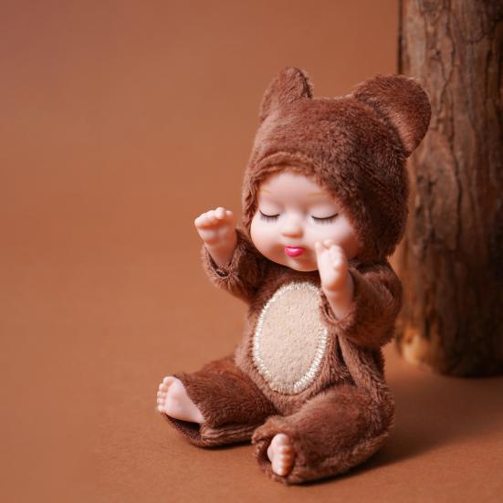 1/6/8Pcs Reborn Baby Doll with Plush Animal Clothes Realistic Movable Joints Educational Mini Sleeping