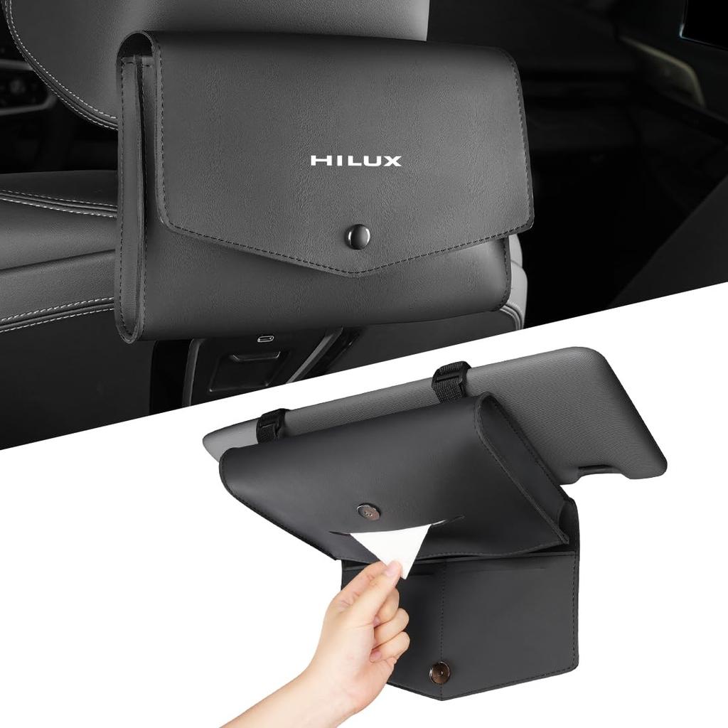 Hilux Dedicated Tissue Cover Box with HILUX Car Tissue Compatible with Hilux Z Revo Rocco Edition and GR Sun Easy PU Overflow Magnetic Size for Logo,