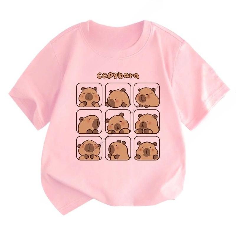 Summer New Trend Capybara Printing Cute Children's Short-Sleeved T-Shirt Cute Comfortable Versatile Boy and Girl T-Shirt
