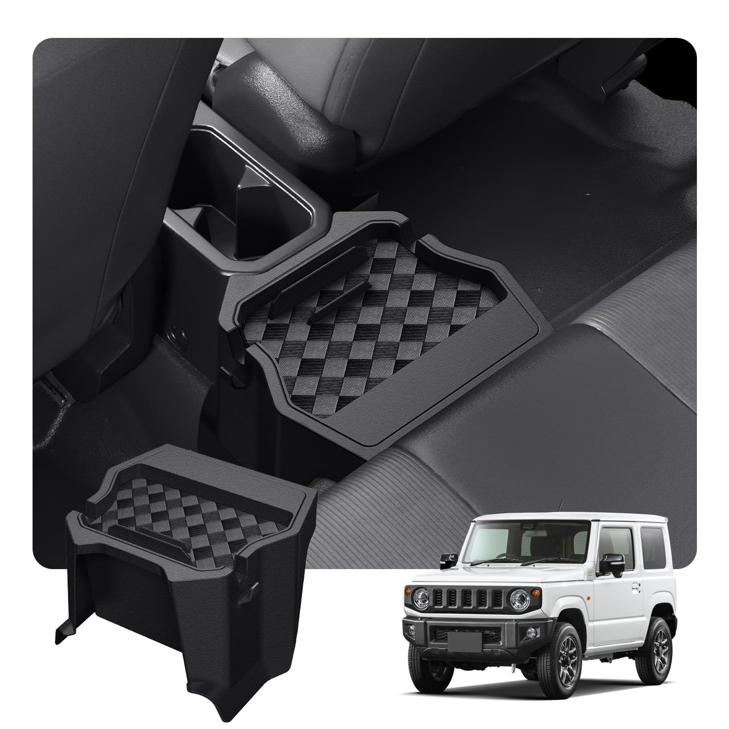 

HUAHAO Подлокотник-органайзер для задней консоли Suzuki Jimny, бокс для консоли, автомобильный органайзер для хранения мелочей, защита от царапин и пятен, кастомный Jimny, легко чистить и аксессуары для Jimny чёрный