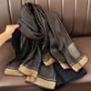 Breathable Imitation Silk Scarf Large Size Soft Silky Scarf Fashion Border Shawl  Autumn Winter
