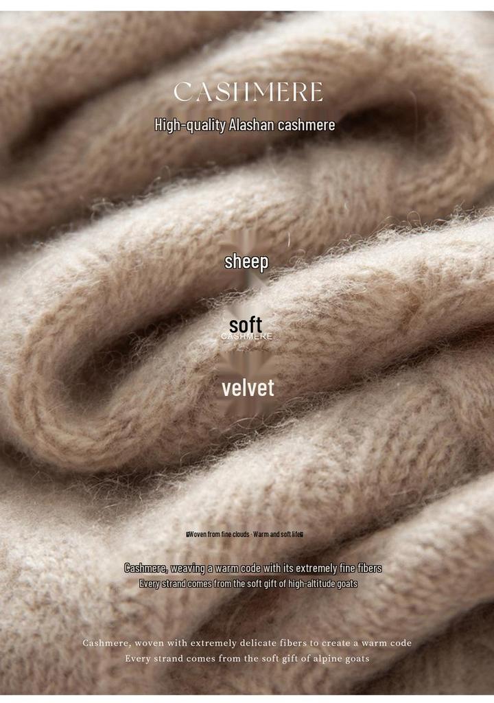 New Arrival Women's Color Block Cashmere Knit Sweater - Round Neck Long Sleeve Thick Pullover