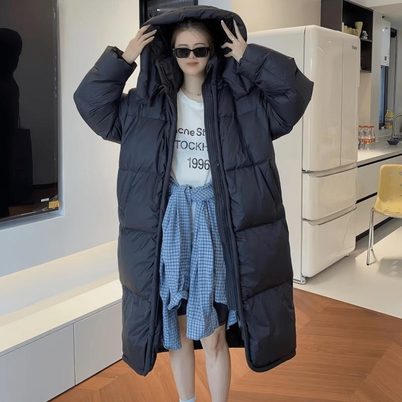 New Winter Puff Soft Cotton Jacket for Women, Mid-length Over-the-knee Large Quilt, Casual Loose Thickened Jacket
