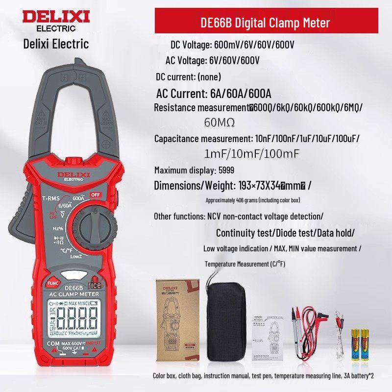 DELIXI Digital High-Precision Multimeter: Anti-Burn, Portable, Smart, Auto, Multipurpose Meter for Electricians.