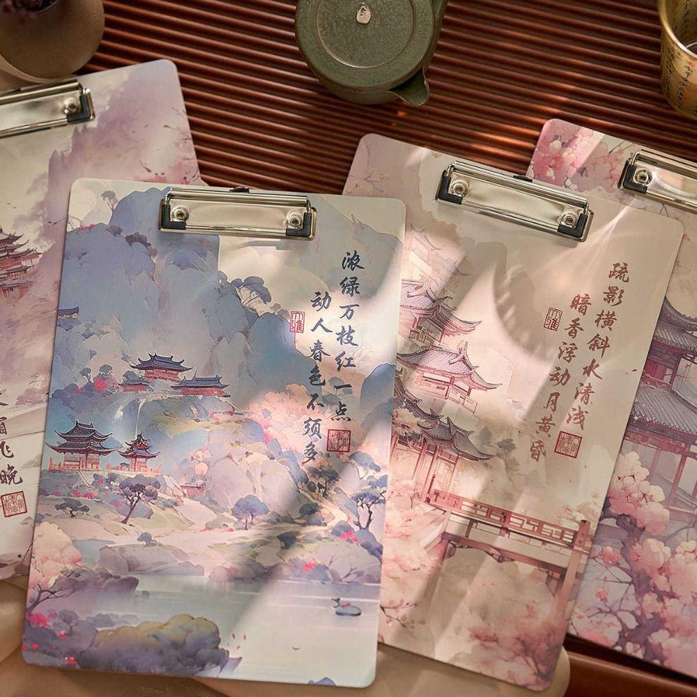 Document Holders Clipboard Chinese Style A4 File Folder Writing Pad School Supplies