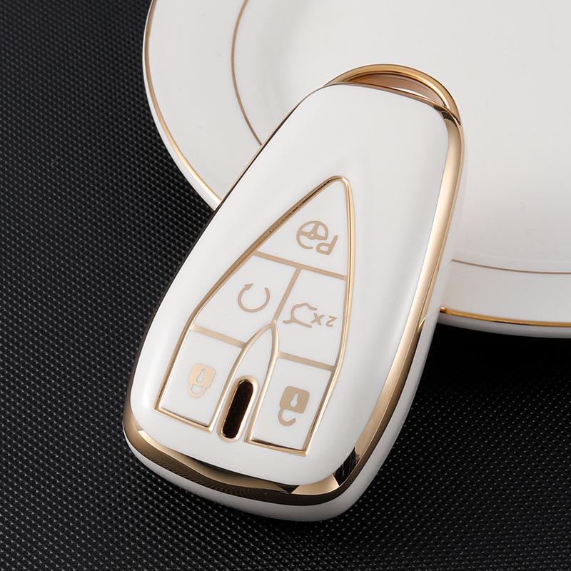 Changan Car Key Case for CS75: Gold-Edged Oshan TPU Key Cover