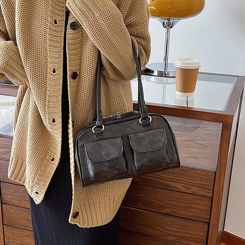 Bag Women'S Retro Handbag Large Capacity Storage Bag Versatile Women'S Bag Double Pocket Underarm Bag Tide