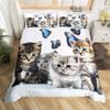 Cat And Butterfly Duvet Cover Sets Lightweight Quilt Cover With 2 Pillowcases Colorful Butterfly Animal Pet Theme Bedding Sets