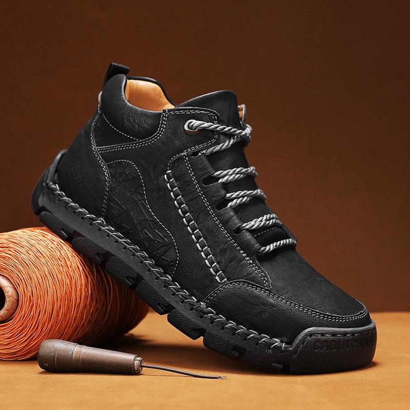 New Arrival Men High Top Shoes Treking Footwear Outdoor Leather Ankle Boots Fashion Lace Up Motorcycle Boots Non-Slip Man Botas