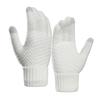1 Pair Women Men Autumn Winter Knitting Gloves Solid Color Thickened Ribbed Cuffs Ridding Gloves Touch Screen Windproof Gloves