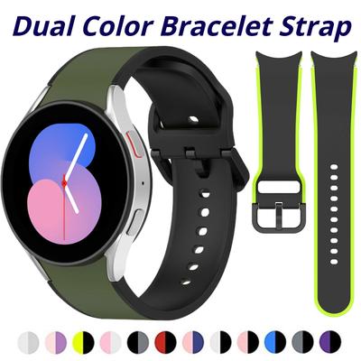 No Gap Soft Silicone Strap For Samsung Galaxy Watch 7/6/5/4 40mm 44mm 5 Pro 45mm Two-tone Bracelet Band Watch 6/4 Classic 42mm 46mm 47mm Bracelet
