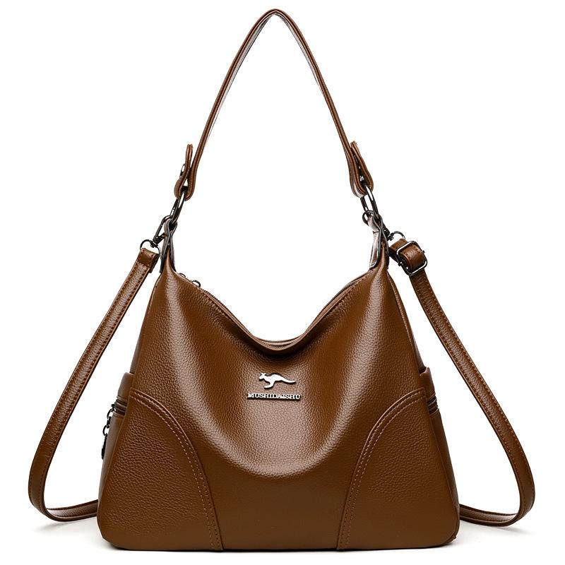 

Женская сумка через плечо, сумка для мамы, сумочка, модная вместительная сумка из мягкой кожи на одно плечо коричневый