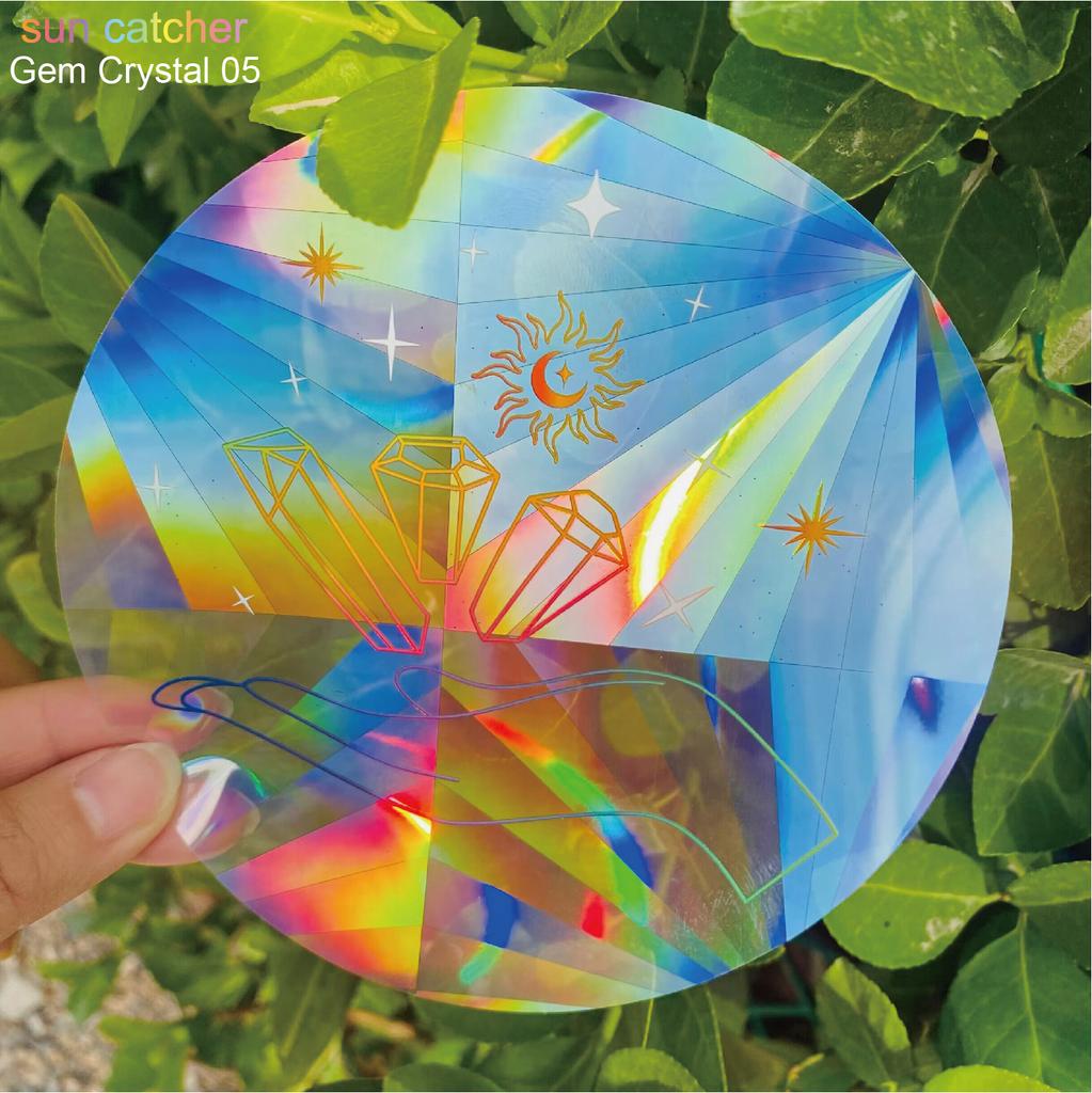 Sunflower Suncatcher Window Big Sticker Star Moon Evil Eye Sunlight Catcher Butterfly Sun Catcher Cat Rainbow Film for Car Glass