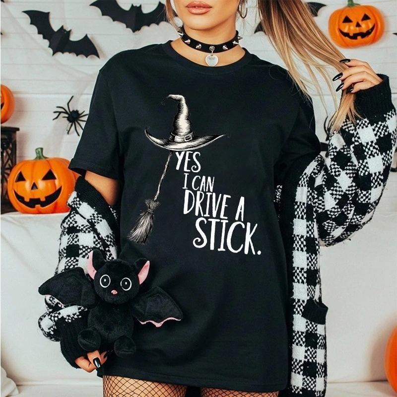 Fashionable Halloween printed Tshirt with casual short sleeved round neck suitable for daily Womens Tshirt in all seasons