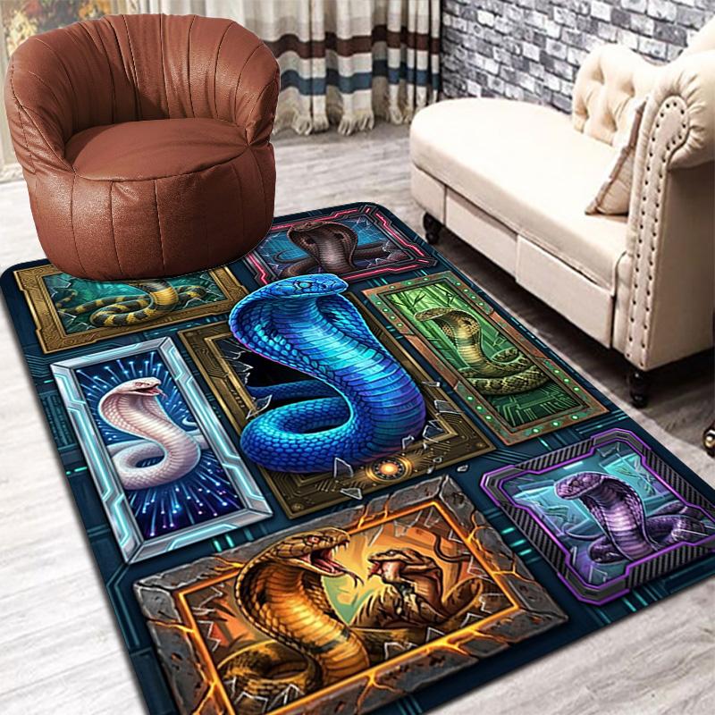 Snake Artworks Pattern Rug Floor Mat for Living Room or Bedroom Soft and Comfortable Carpet a Gift for Birthday and Holiday.