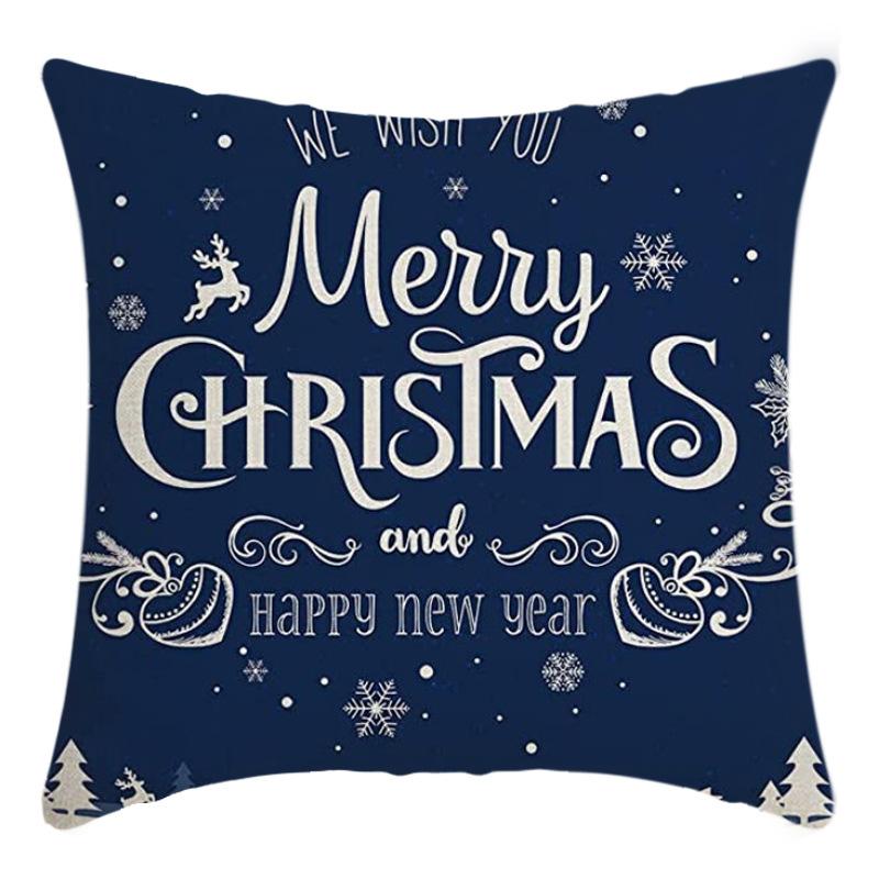New Christmas Pillowcase Linen Digital Printed Short Plush Christmas Pillowcase Cushion Cover