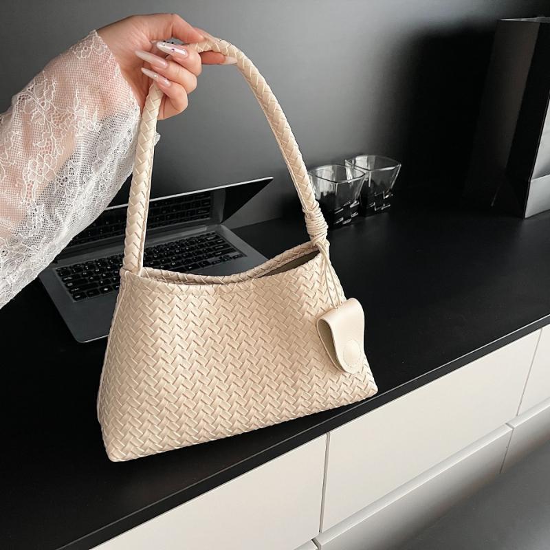 Fashion Woven Leather Totes Bags with Braided Top Handle Underarm Bag Minimalist Chic Shoulder Purse for Casual Everyday Wear