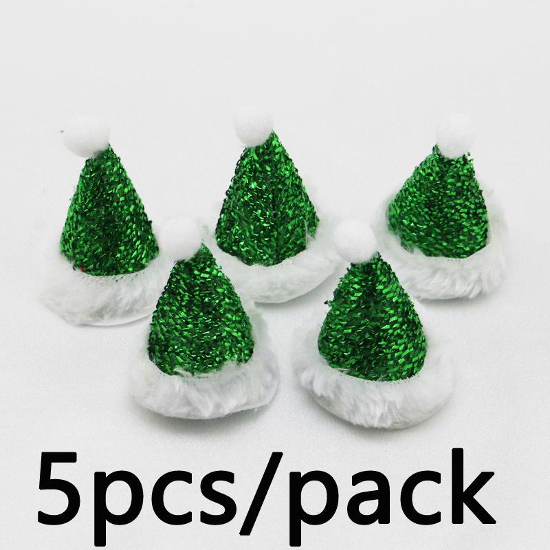 

(5 Pcs/pack) 6.5cm Christmas Hat Mini Sequin Christmas Hat Santa Claus Hats Holiday Party Fashion Decoration Gift Decorative 6.5cm зелёный