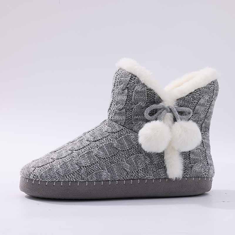 Fashion Litfun Winter Warm Plush Boots For Women Outdoor Soft Sole Non-slip Knit Furry Snow Boots Indoor Cozy Fur House Cotton Slippers