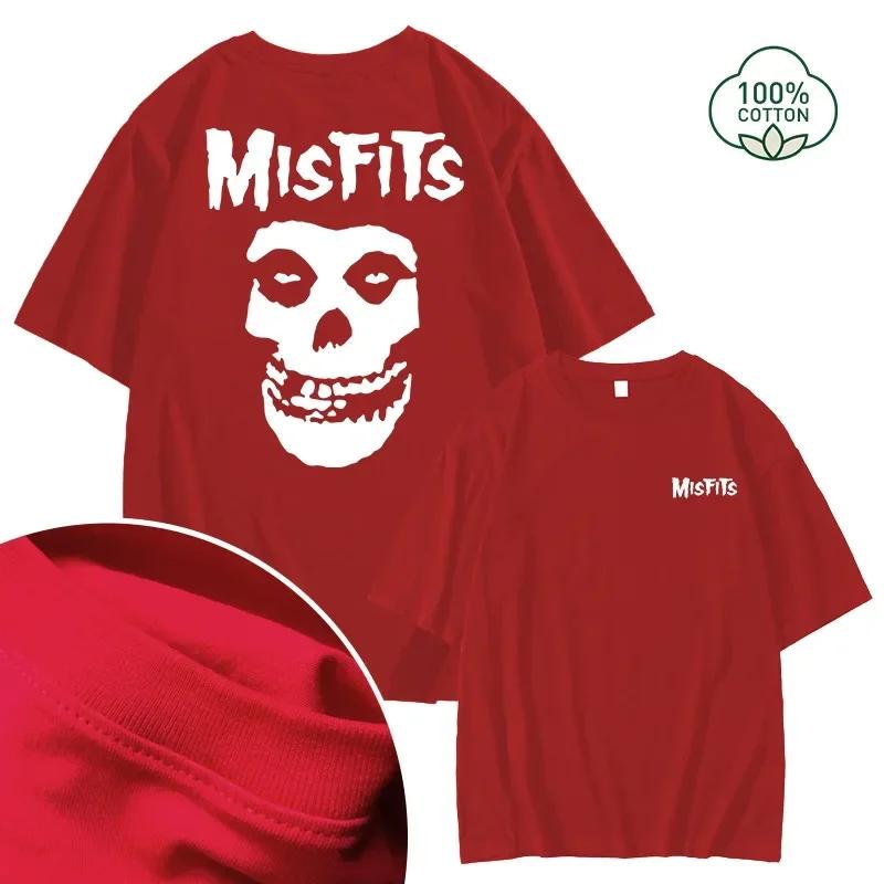 2023 New Men's 100% Cotton High Street Fashion Leisure Fun Skull Print Pattern High Quality Top Street Fitness S-4XL