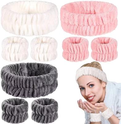 Gesichtswasch-Stirnband-Set Damen-Stirnband Armbänder Saugfähig Wasserdichtes Armband Make-up Gesichtswäsche Haarbänder