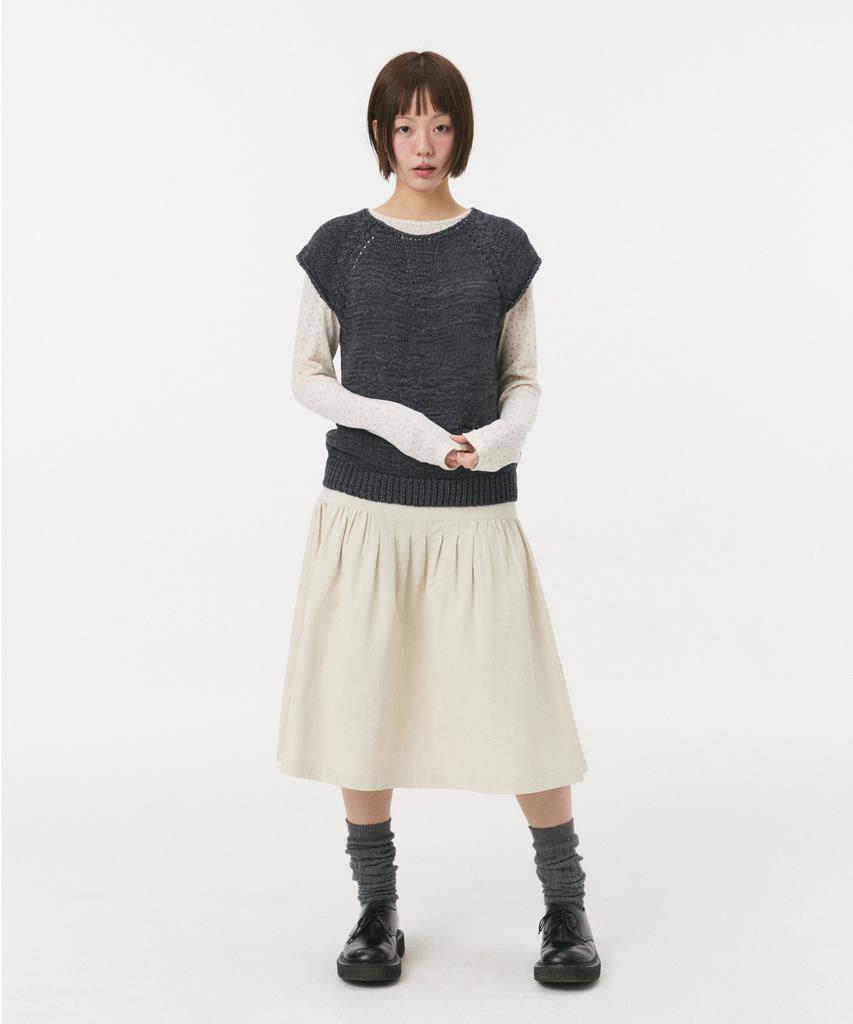 Ohesio Weaving Pocket Cap-Sleeve Knit, Charcoal