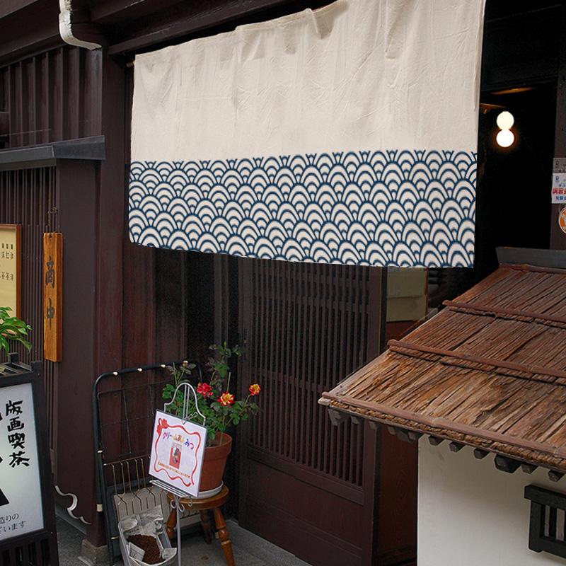 Japanese Koi Door Curtain Restaurant Bar Partition Curtain Art Painting Drape Entrance Hanging Half-Curtain  Sushi Izakaya Decor