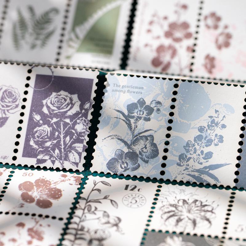 Beautiful Day Flower Stickers Set: 6 Retro Travel-Inspired Styles with Double Material Writing Paper