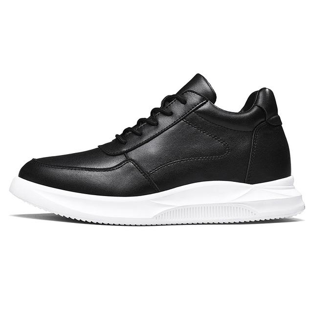 

Fashion Sneakers Heightening Shoes Elevator Shoes Height Increase Shoes Leather Shoes Insoles 7CM Man Daily Life Height Increasing Shoes 37 чёрный